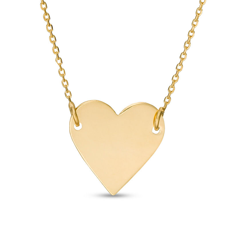 Polished Heart Disc Necklace in 10K Gold