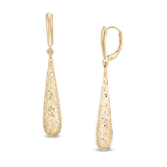 Diamond-Cut Elongated Teardrop Earrings in 14K Gold | Gold Earrings | Earrings | Zales