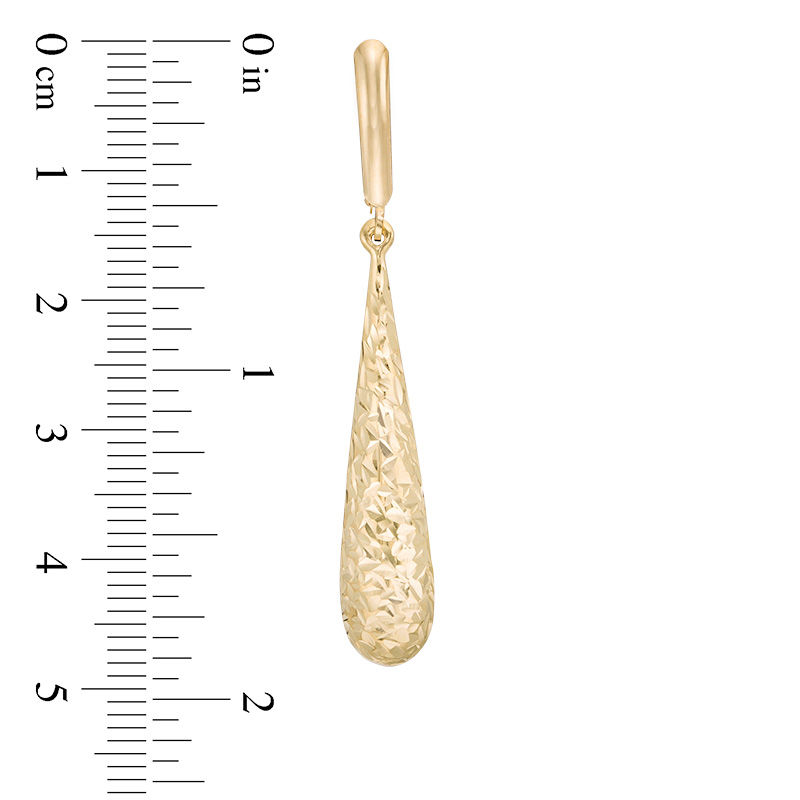 Main Image 2 of Diamond-Cut Elongated Teardrop Earrings in 14K Gold