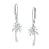Thumbnail Image 1 of 1/8 CT. T.W. Diamond Palm Tree Drop Earrings in 10K White Gold