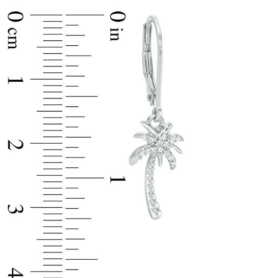 1/8 CT. T.w. Diamond Palm Tree Drop Earrings in 10K White Gold