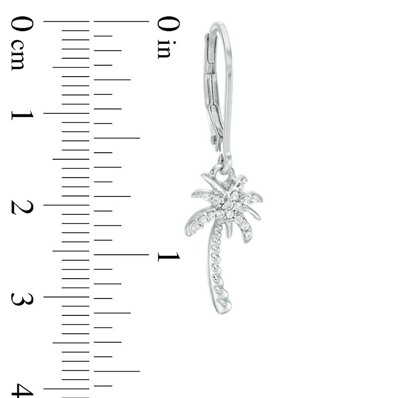 Main Image 2 of 1/8 CT. T.W. Diamond Palm Tree Drop Earrings in 10K White Gold