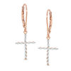 Thumbnail Image 0 of 1/4 CT. T.W. Diamond Cross Drop Earrings in 10K Rose Gold