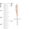 Thumbnail Image 1 of 1/4 CT. T.W. Diamond Cross Drop Earrings in 10K Rose Gold