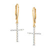 Thumbnail Image 0 of 1/4 CT. T.W. Diamond Cross Drop Earrings in 10K Gold