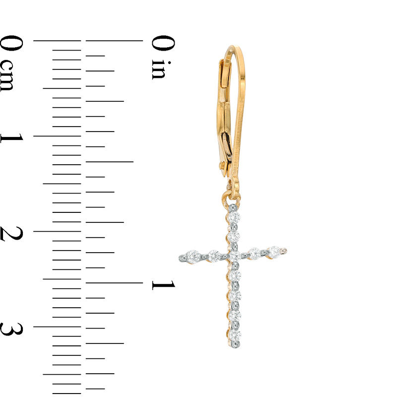 1/4 CT. T.W. Diamond Cross Drop Earrings in 10K Gold