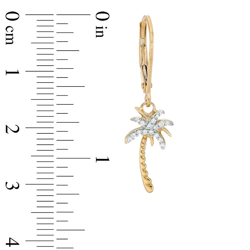 Main Image 2 of 1/8 CT. T.W. Diamond Palm Tree Drop Earrings in 10K Gold