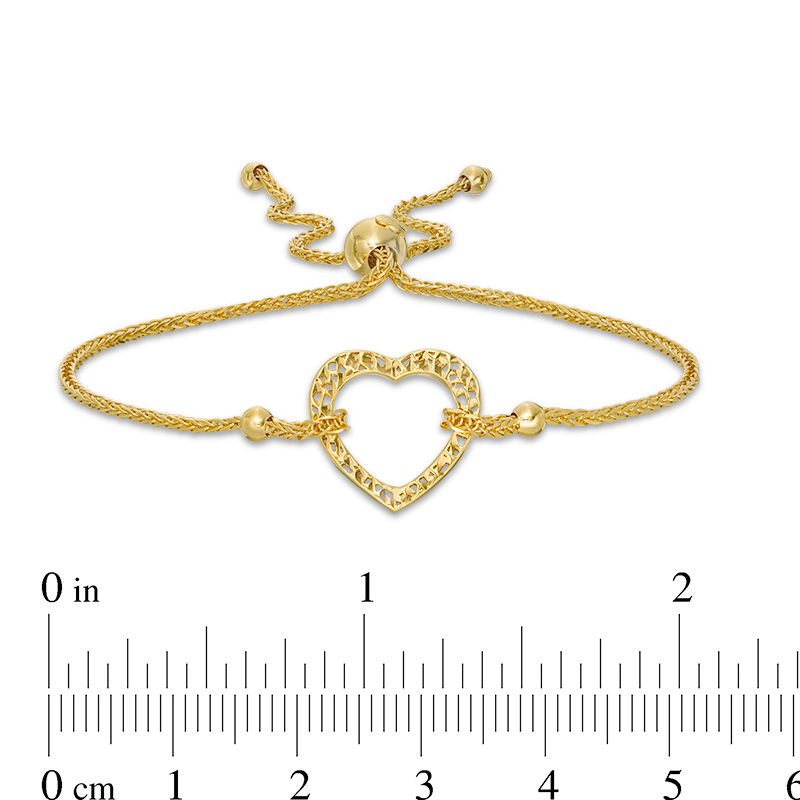 Main Image 2 of Heart Outline Bolo Bracelet in 14K Gold - 8"