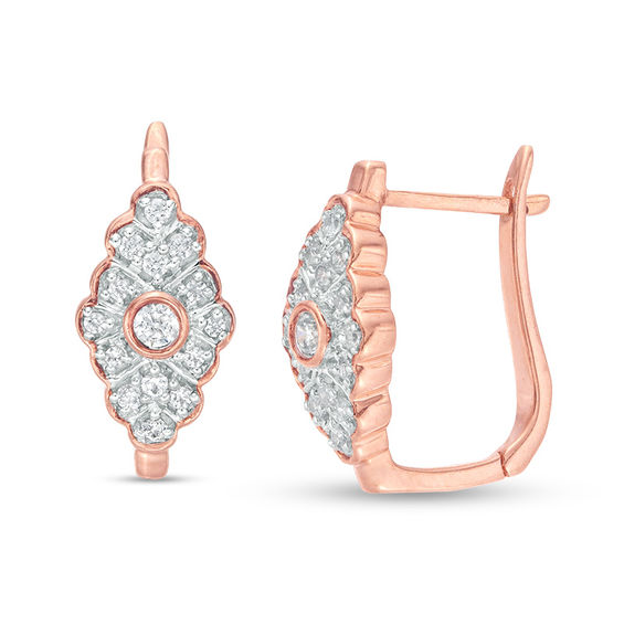1/5 CT. T.w. Diamond Marquise Hoop Earrings in 10K Rose Gold