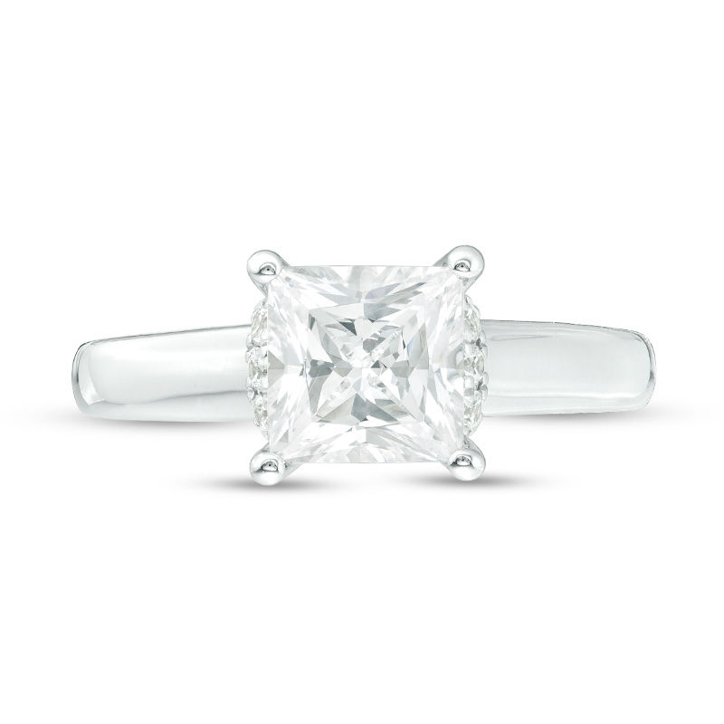 Main Image 4 of Vera Wang Love Collection 2-1/6 CT. T.W. Certified Princess-Cut Diamond Engagement Ring in 14K White Gold (I/SI2)