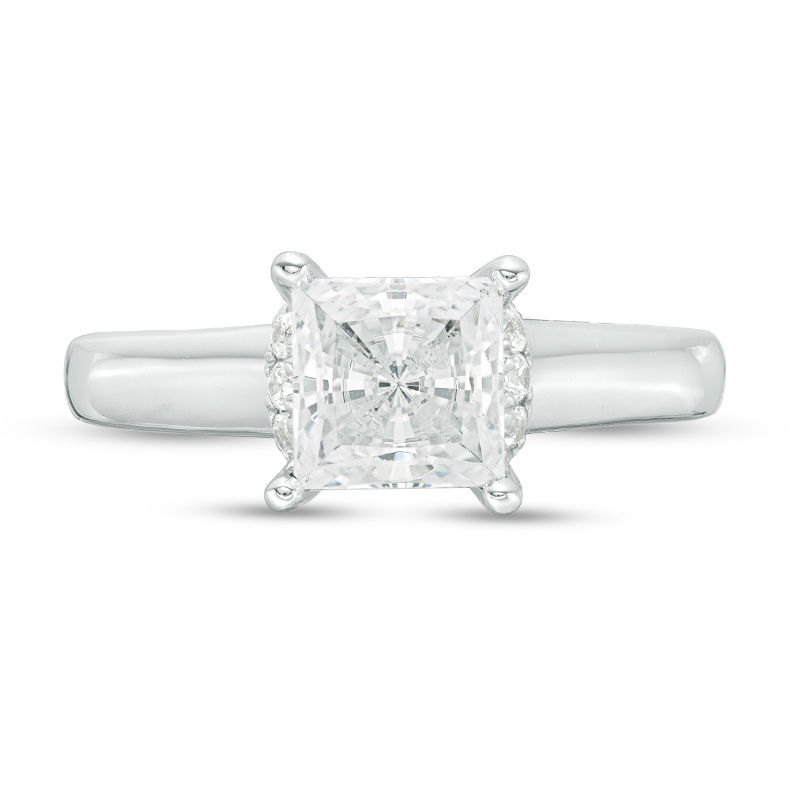 Vera Wang Love Collection 1-5/8 CT. T.W. Certified Princess-Cut Diamond Engagement Ring in 14K White Gold (I/SI2)