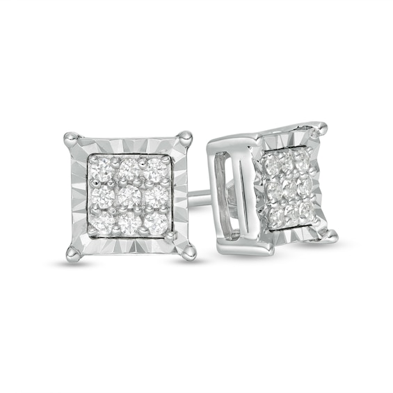 1/10 CT. T.w. Composite Diamond Square Stud Earrings in Sterling Silver