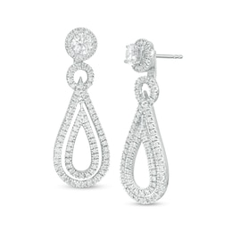 1 CT. T.W. Diamond Frame and Double Open Teardrop Earring Jackets in 14K White Gold