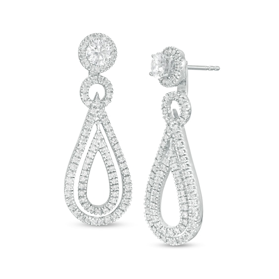 1 CT. T.w. Diamond Frame and Double Open Teardrop Earring Jackets in 14K White Gold