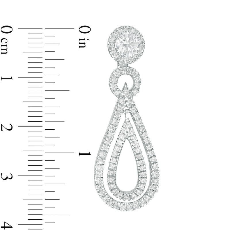 Main Image 4 of 1 CT. T.W. Diamond Frame and Double Open Teardrop Earring Jackets in 14K White Gold