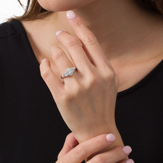 1 CT. T.w. Certified Oval Diamond Past Present FutureÂ® Engagement Ring in 14K White Gold (I/Si2)