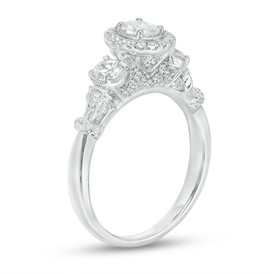 1 CT. T.w. Certified Oval Diamond Past Present FutureÂ® Engagement Ring in 14K White Gold (I/Si2)