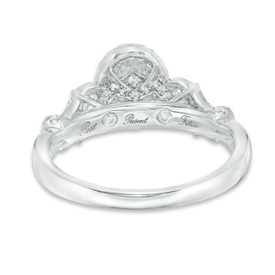 1 CT. T.w. Certified Oval Diamond Past Present FutureÂ® Engagement Ring in 14K White Gold (I/Si2)