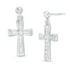 Thumbnail Image 0 of 1/3 CT. T.W. Diamond Channel-Set Cross Drop Earrings in 14K White Gold