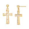 Thumbnail Image 0 of 1/3 CT. T.W. Diamond Channel-Set Cross Drop Earrings in 14K Gold