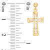 Thumbnail Image 1 of 1/3 CT. T.W. Diamond Channel-Set Cross Drop Earrings in 14K Gold