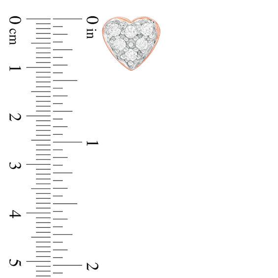 1/8 CT. T.w. Composite Diamond Heart Stud Earrings in 10K Rose Gold