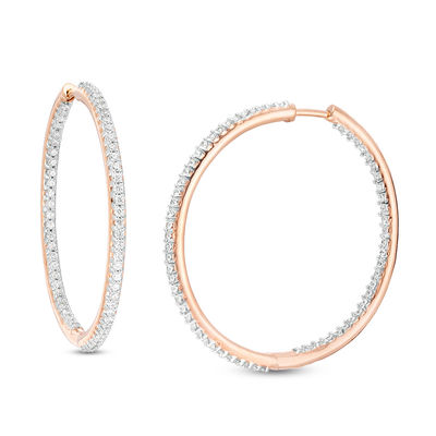Round Cut White Cubic Zirconia Hoop Earrings in14k Rose Gold Over Sterling Silver 0.23 cttw Round Cut White Cubic Zirconia Hoop Earrings in14k Rose Gold Over Sterling Silver 0.23 cttw