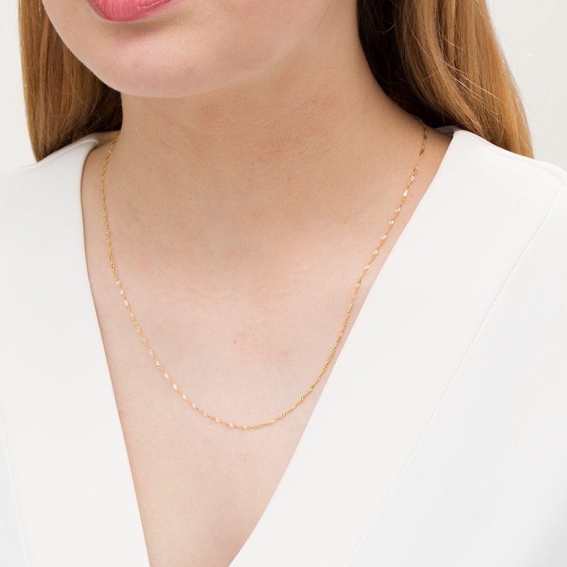 Main Image 2 of Made in Italy 1.25mm Singapore Chain Necklace in 10K Gold - 20"
