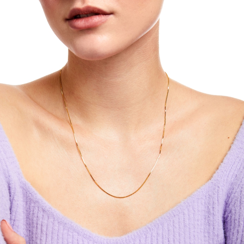 Main Image 2 of Made in Italy 1.0mm Box Chain Necklace in 10K Gold - 20"
