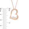Thumbnail Image 3 of 1/4 CT. T.W. Baguette and Round Diamond Scatter Tilted Heart Pendant in 10K Rose Gold