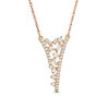 Thumbnail Image 1 of 3/8 CT. T.W. Baguette and Round Diamond Scatter "V" Necklace in 10K Rose Gold