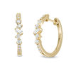 Thumbnail Image 1 of 3/8 CT. T.W. Baguette and Round Diamond Scatter Hoop Earrings in 10K Gold