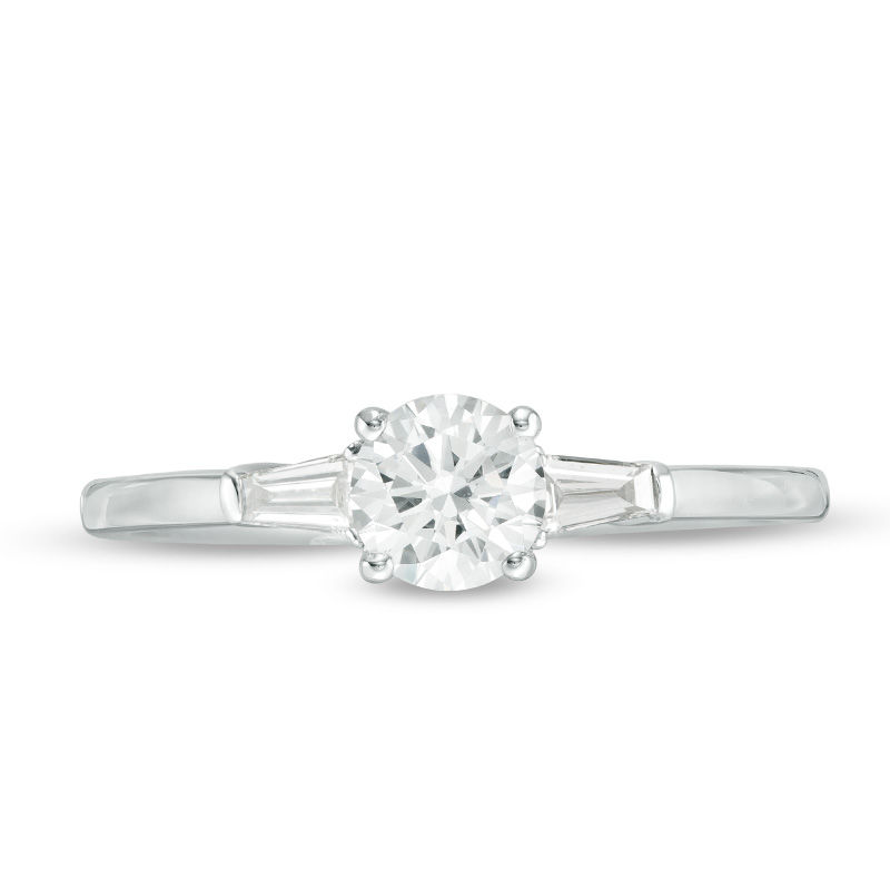 Main Image 4 of 3/4 CT. T.W. Certified Diamond Three Stone Engagement Ring in 14K White Gold (I/SI2)