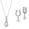 Thumbnail Image 0 of Oval Cultured Freshwater Pearl and Diamond Accent Pendant and Drop Earrings Set in Sterling Silver