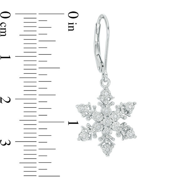 1/10 CT. T.w. Diamond Snowflake Drop Earrings in 10K White Gold