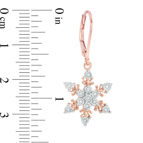 1/10 CT. T.w. Diamond Snowflake Drop Earrings in 10K Rose Gold
