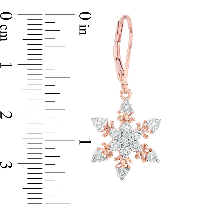 1/10  CT. T.W. Diamond Snowflake Drop Earrings in 10K Rose Gold