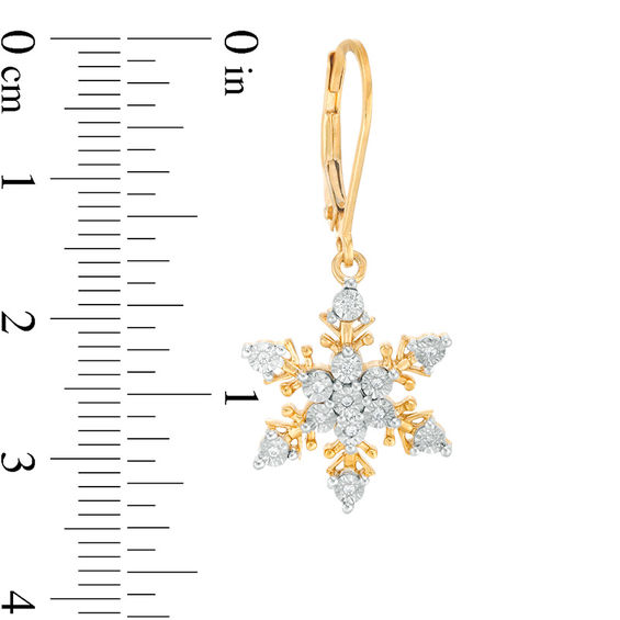 1/10 CT. T.w. Diamond Snowflake Drop Earrings in 10K Gold