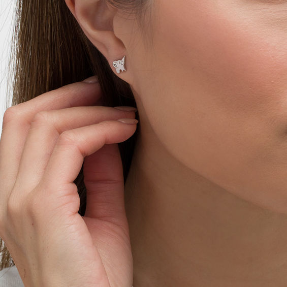 1/20 CT. T.w. Diamond Elephant Stud Earrings in Sterling Silver