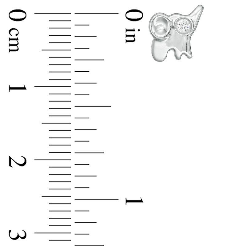 Main Image 3 of 1/20 CT. T.W. Diamond Elephant Stud Earrings in Sterling Silver