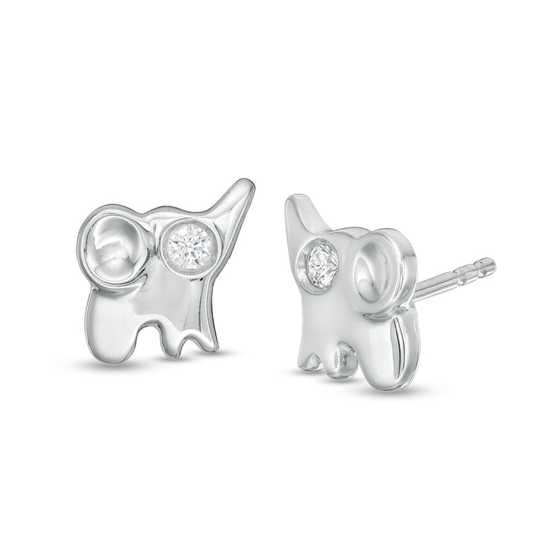 Main Image 1 of 1/20 CT. T.W. Diamond Elephant Stud Earrings in Sterling Silver