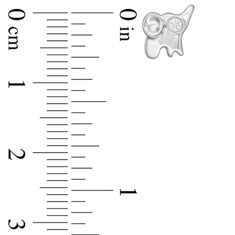 Main Image 3 of 1/20 CT. T.W. Diamond Elephant Stud Earrings in Sterling Silver