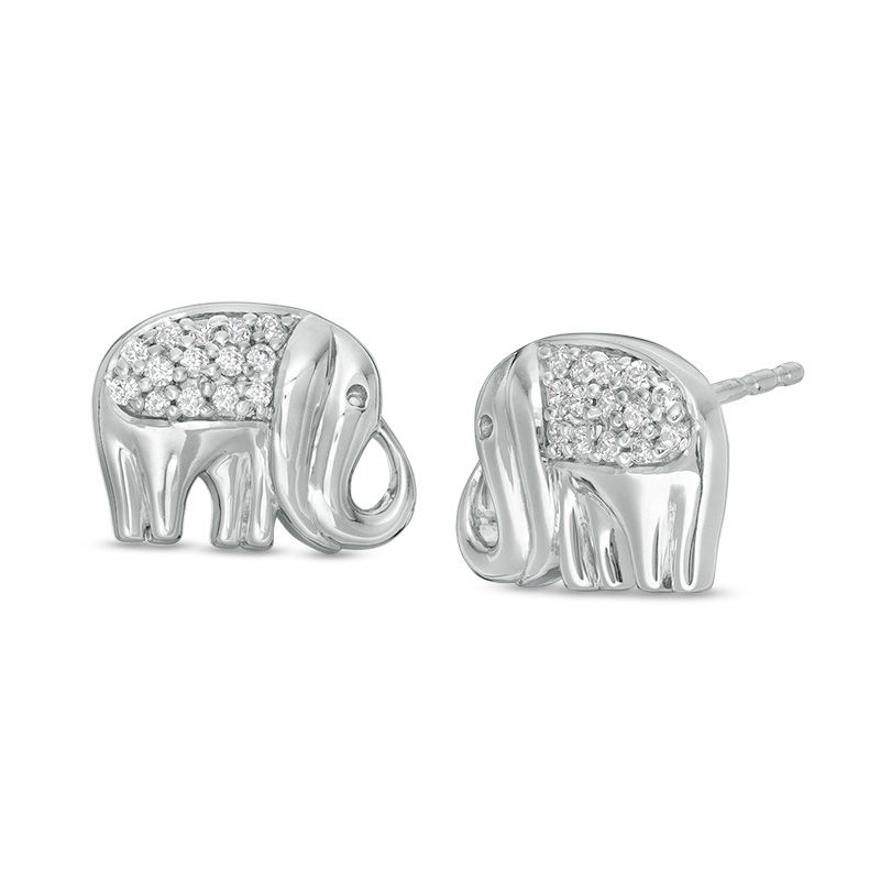 1/6 CT. T.W. Diamond Elephant Stud Earrings in Sterling Silver