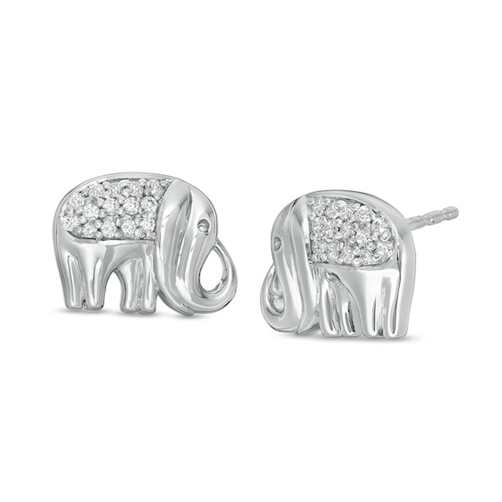 1/6 CT. T.w. Diamond Elephant Stud Earrings in Sterling Silver