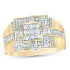 Men's 3/4 CT. T.W. Square Composite Diamond Tiered Cross Ring in 14K Gold