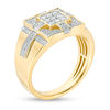 Thumbnail Image 2 of Men's 3/4 CT. T.W. Square Composite Diamond Tiered Cross Ring in 14K Gold