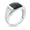 Thumbnail Image 2 of Men's Rectangle Faceted Onyx and Diamond Accent Multi-Finish Ring in 10K White Gold