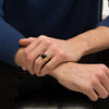 Thumbnail Image 2 of Rectangle Faceted Onyx and Diamond Accent Multi-Finish Ring in 10K Gold