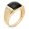 Thumbnail Image 3 of Rectangle Faceted Onyx and Diamond Accent Multi-Finish Ring in 10K Gold