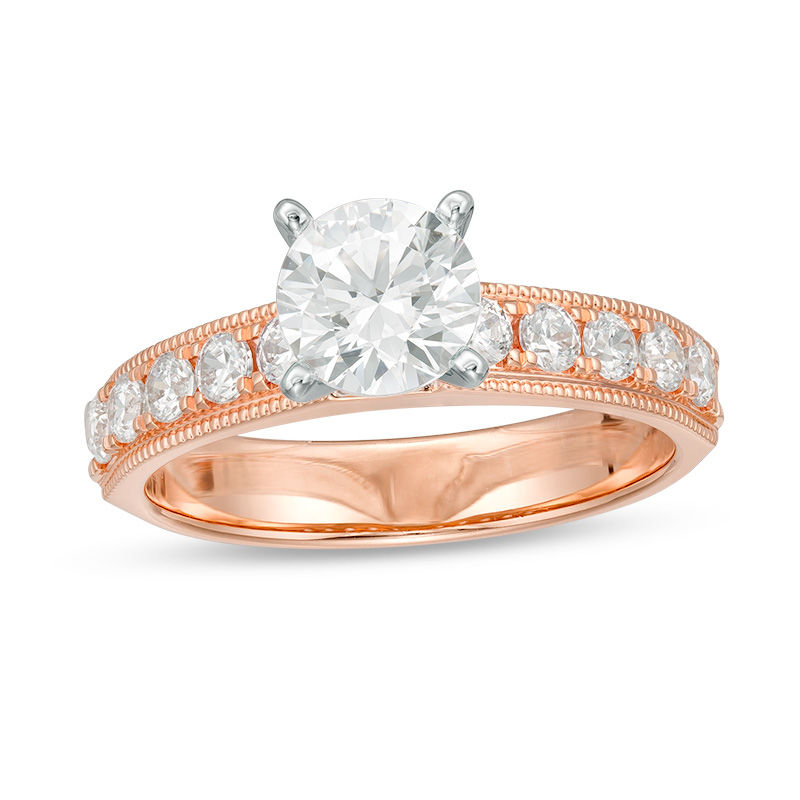 Main Image 1 of 1-1/4 CT. T.W. Diamond Vintage-Style Engagement Ring in 14K Rose Gold